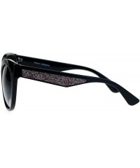 Butterfly Sunglasses Womens Round Butterfly Frame Glitter Sides UV 400 - Black - CK1848K75DM $9.63