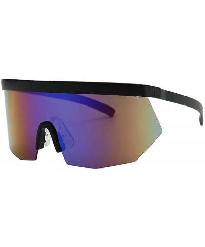 Oversized Futuristic Oversize Sunglasses Mirrored Vintage - Multicolor - CJ18T82MNMM $23.46