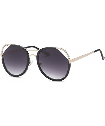 Oversized Women Rhinestones Sunglasses - Black - CG18G32RQK8 $25.12