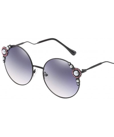 Oversized Women Vintage Round Frame Sunglasses Retro Eyewear Fashion Radiation Protection Sunglasses New - Gray - CQ18SX6S326...