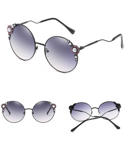 Oversized Women Vintage Round Frame Sunglasses Retro Eyewear Fashion Radiation Protection Sunglasses New - Gray - CQ18SX6S326...