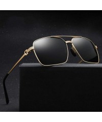 Square Square Sunglasses Men Polarized UV400 Metal Frame Male Sun Glasses Driving Accessories - Silver With Black - CK18A9NML...