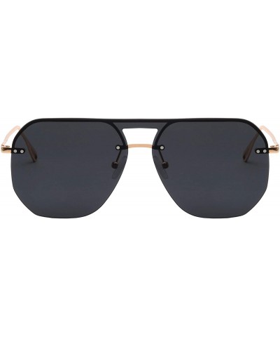 Shield Mirage Rimless Flat Geometric Shield Lens Stud Aviator Sunglasses - Black Gold - C61998SQZNO $33.94