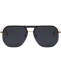 Shield Mirage Rimless Flat Geometric Shield Lens Stud Aviator Sunglasses - Black Gold - C61998SQZNO $33.94