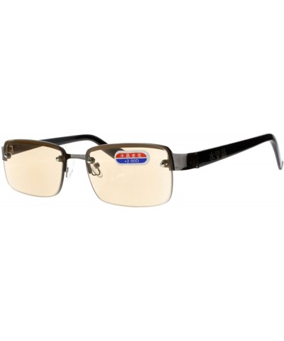 Rimless Designer Men Rimless Metal Clear Tinted Crystal Lens Sunglasses Reading Glasses +1.00 ~ +4.00 - Smoke - CS180IWG5CQ $...