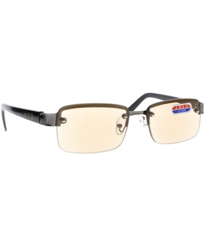 Rimless Designer Men Rimless Metal Clear Tinted Crystal Lens Sunglasses Reading Glasses +1.00 ~ +4.00 - Smoke - CS180IWG5CQ $...