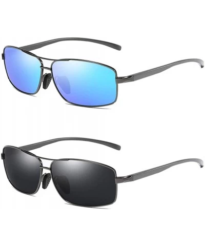 Oval Polarized Sunglasses for Men Driving Fishing Mens Sunglasses Rectangular Metal Frame 100% UV Protection - CG1820CI5C9 $3...