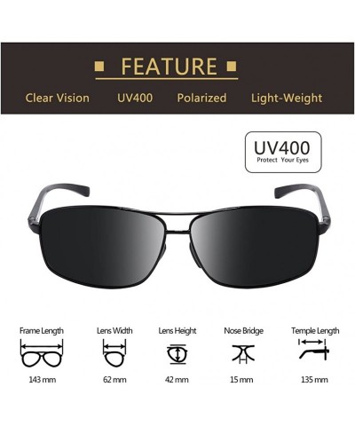 Oval Polarized Sunglasses for Men Driving Fishing Mens Sunglasses Rectangular Metal Frame 100% UV Protection - CG1820CI5C9 $1...