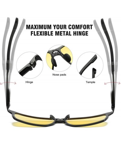 Sport Fashion Al-Mg Metal Frame Men's Style Anti Glare Night Vision Glasses for Men Driving 2217 - CX18AOX4QGO $39.81