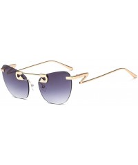 Rimless Retro Cateye Rimless Polarized Sunglasses UV Protection Marine Lens Lightweight Metal Temple Glasses for Women - CZ18...