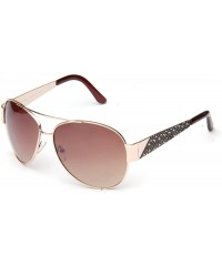 Oval Fashion Oval Designed Colored Temple Sunglasses - Gold/Brown - C3119VA270R $8.59
