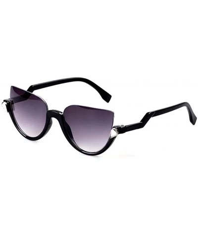 Semi-rimless 100% Cute Brave Designed Half Fame Cateye Women's Sunglasses Lens 52mm - Black/Grey - CV12E0NTMPD $35.54