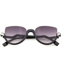 Semi-rimless 100% Cute Brave Designed Half Fame Cateye Women's Sunglasses Lens 52mm - Black/Grey - CV12E0NTMPD $18.00