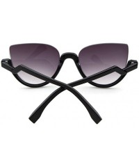 Semi-rimless 100% Cute Brave Designed Half Fame Cateye Women's Sunglasses Lens 52mm - Black/Grey - CV12E0NTMPD $18.00