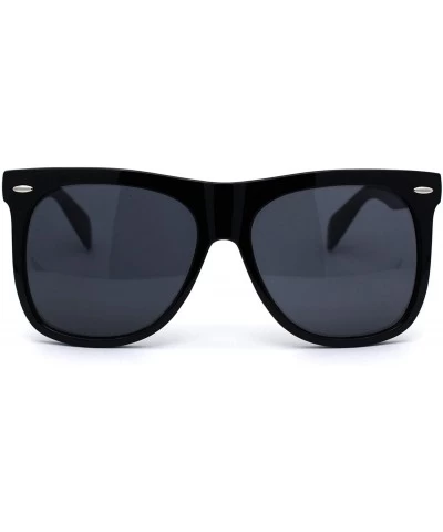 Oversized All Black Classic Oversize Hipster Geeky Nerd Horn Rim Plastic Sunglasses - C3194NAL8T7 $18.57