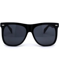Oversized All Black Classic Oversize Hipster Geeky Nerd Horn Rim Plastic Sunglasses - C3194NAL8T7 $17.61