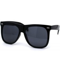 Oversized All Black Classic Oversize Hipster Geeky Nerd Horn Rim Plastic Sunglasses - C3194NAL8T7 $9.17