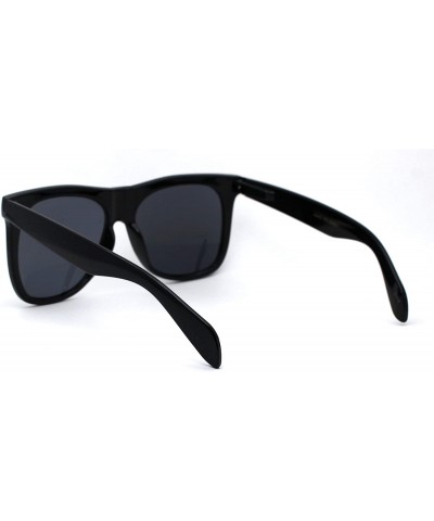 Oversized All Black Classic Oversize Hipster Geeky Nerd Horn Rim Plastic Sunglasses - C3194NAL8T7 $9.17