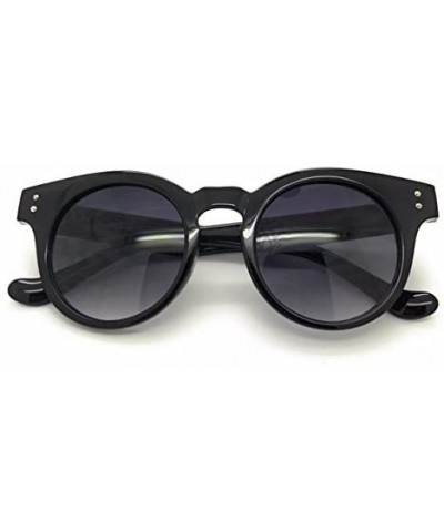 Round Classic Round Retro Sunglasses - Black - CC17YWG9LGR $9.00