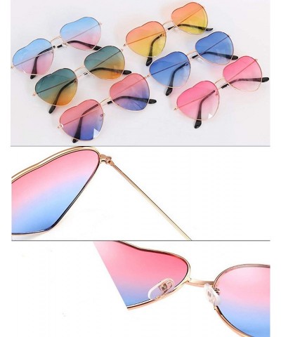 Goggle Women's Metal Frame Mirrorred Cupid Heartshaped Sunglasses - Gold Lens/Dark Blue Frame - C618WQKRWGX $9.30
