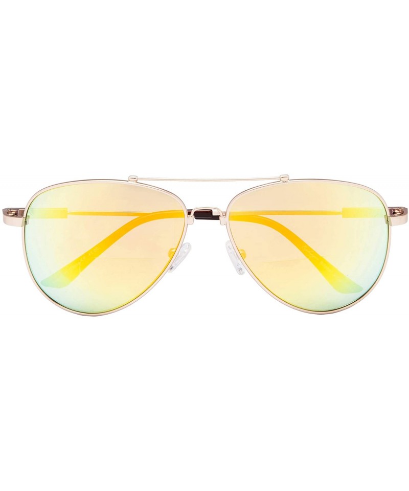 Aviator Memory Bridge and Arm Bifocal Sunglasses Polit Style Sunshine Readers Men Women - Gold-mirror - CW18N0LMDEI $19.62