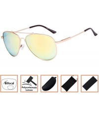 Aviator Memory Bridge and Arm Bifocal Sunglasses Polit Style Sunshine Readers Men Women - Gold-mirror - CW18N0LMDEI $19.62