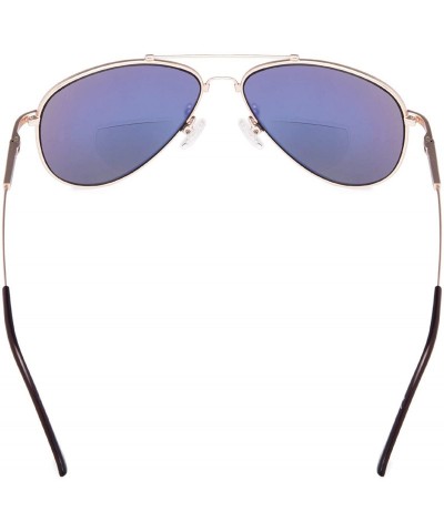 Aviator Memory Bridge and Arm Bifocal Sunglasses Polit Style Sunshine Readers Men Women - Gold-mirror - CW18N0LMDEI $19.62