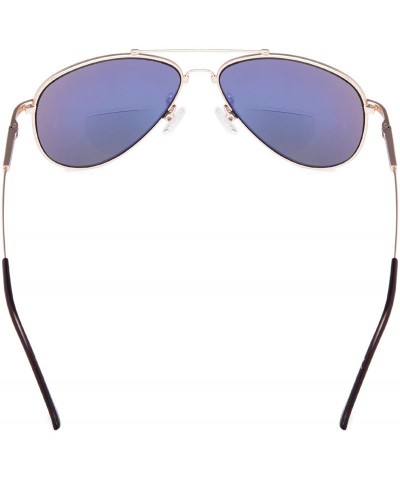 Aviator Memory Bridge and Arm Bifocal Sunglasses Polit Style Sunshine Readers Men Women - Gold-mirror - CW18N0LMDEI $19.62