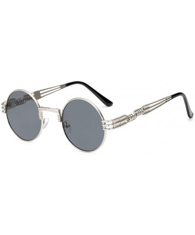 Round Retro Spring Legs Round Frame Glasses Steampunk Trendy Men Women Sunglasses - Bw - C718XAUOT3O $19.67