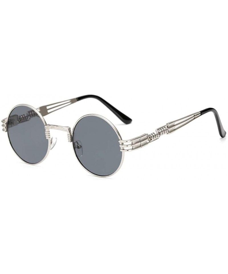 Round Retro Spring Legs Round Frame Glasses Steampunk Trendy Men Women Sunglasses - Bw - C718XAUOT3O $10.67