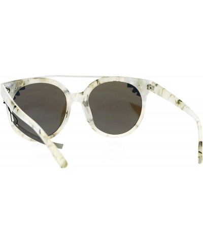 Round Diva Fashion Sunglasses Rhinestone Decors Womens Bling Glam Shades UV 400 - Frost (Blue Mirror) - CN186AGYAKR $17.66