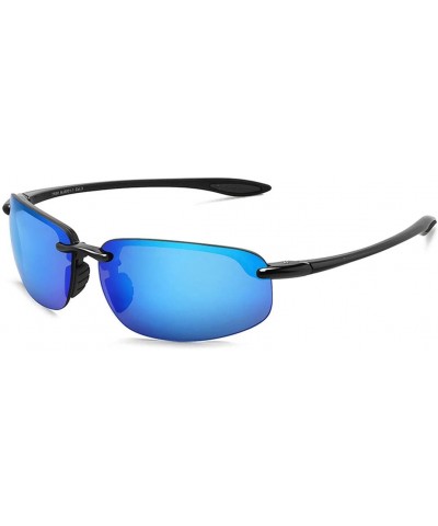 Sport Sunglasses Men Classic Rimless Driving Hiking Women's TR90 Material UV400 Male - C4 Black Blue - CF18M3N4A7A $61.43