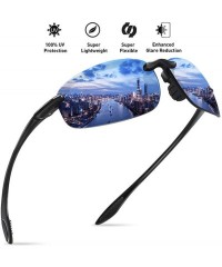 Sport Sunglasses Men Classic Rimless Driving Hiking Women's TR90 Material UV400 Male - C4 Black Blue - CF18M3N4A7A $24.57