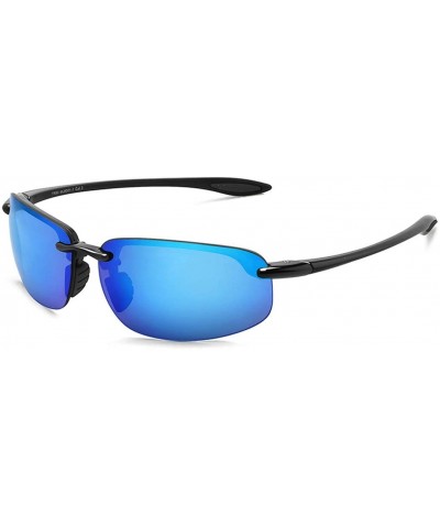 Sport Sunglasses Men Classic Rimless Driving Hiking Women's TR90 Material UV400 Male - C4 Black Blue - CF18M3N4A7A $24.57