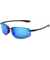 Sport Sunglasses Men Classic Rimless Driving Hiking Women's TR90 Material UV400 Male - C4 Black Blue - CF18M3N4A7A $24.57