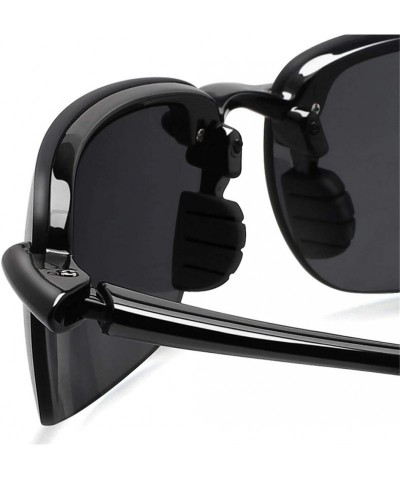Sport Sunglasses Men Classic Rimless Driving Hiking Women's TR90 Material UV400 Male - C4 Black Blue - CF18M3N4A7A $24.57