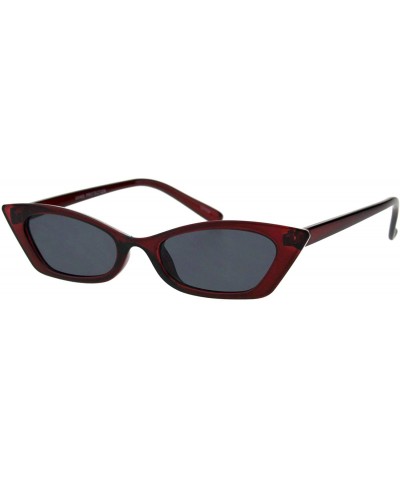 Rectangular Retro Fashion Sunglasses Womens Skinny Rectangular Cateye Shades UV 400 - Burgundy - CN18K375MNM $20.69