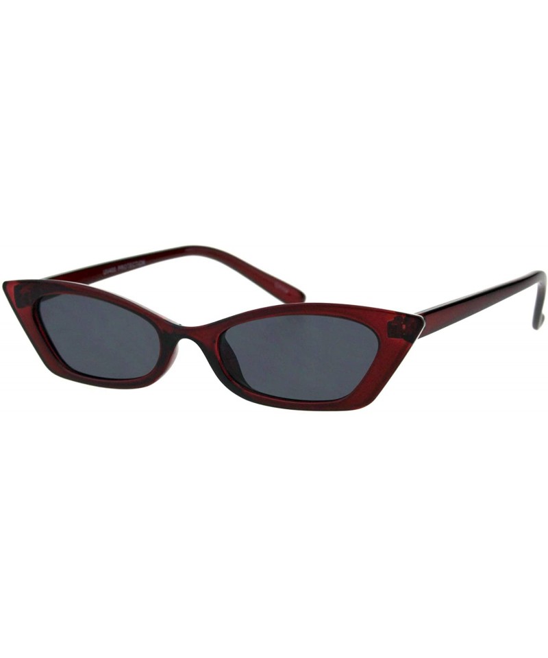 Rectangular Retro Fashion Sunglasses Womens Skinny Rectangular Cateye Shades UV 400 - Burgundy - CN18K375MNM $10.48