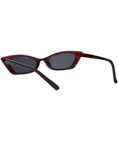 Rectangular Retro Fashion Sunglasses Womens Skinny Rectangular Cateye Shades UV 400 - Burgundy - CN18K375MNM $10.48