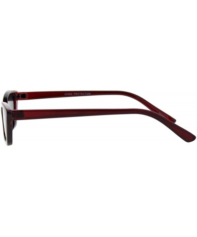 Rectangular Retro Fashion Sunglasses Womens Skinny Rectangular Cateye Shades UV 400 - Burgundy - CN18K375MNM $10.48