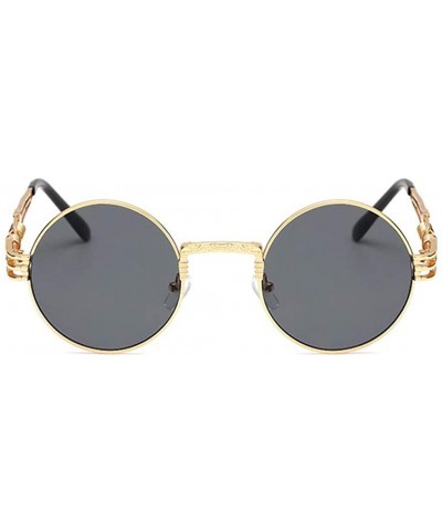 Round Retro Spring Legs Round Frame Glasses Steampunk Trendy Men Women Sunglasses - Bw - C718XAUOT3O $10.67