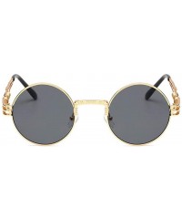 Round Retro Spring Legs Round Frame Glasses Steampunk Trendy Men Women Sunglasses - Bw - C718XAUOT3O $10.67