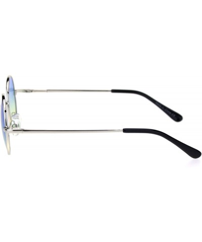 Round Super Snug Small Round Circle Lens Hippie Metal Rim Sunglasses - Silver Blue Yellow - CG18R30609H $9.05