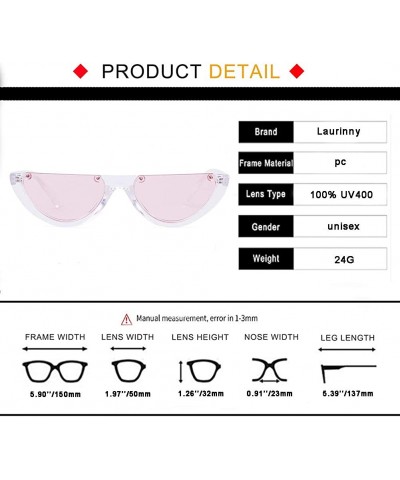 Oval Vintage Clout Goggles Sunglasses for Women Semi-rimless Frame Half Oval Stylish Eye glasses - Transparent/Pink - C318IHY...