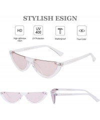 Oval Vintage Clout Goggles Sunglasses for Women Semi-rimless Frame Half Oval Stylish Eye glasses - Transparent/Pink - C318IHY...