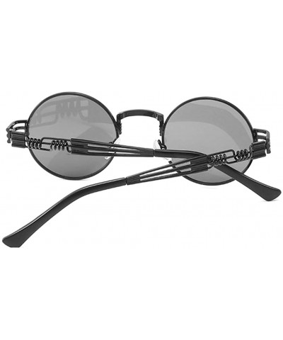 Round Retro Spring Legs Round Frame Glasses Steampunk Trendy Men Women Sunglasses - Bw - C718XAUOT3O $18.01