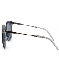 Round Womens Horned Round Designer Mod Plastic Sunglasses - Slate Solid Black - C918YK98330 $9.31