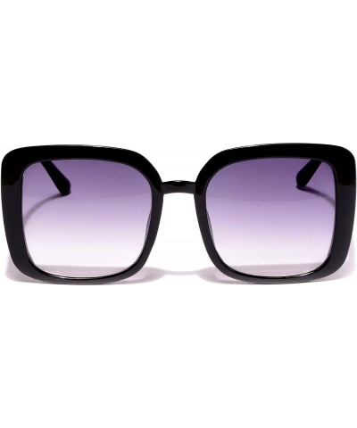 Square Women's Square Sunglasses Plastic Frame - Black - CW18WLEYWOX $10.13
