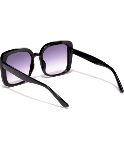 Square Women's Square Sunglasses Plastic Frame - Black - CW18WLEYWOX $10.13