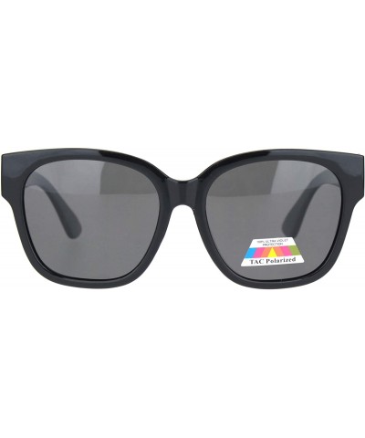 Square TAC Polarized Lens Sunglasses Womens Chic Classy Square Shades UV 400 - Black (Black) - CW1963SCHRS $26.14